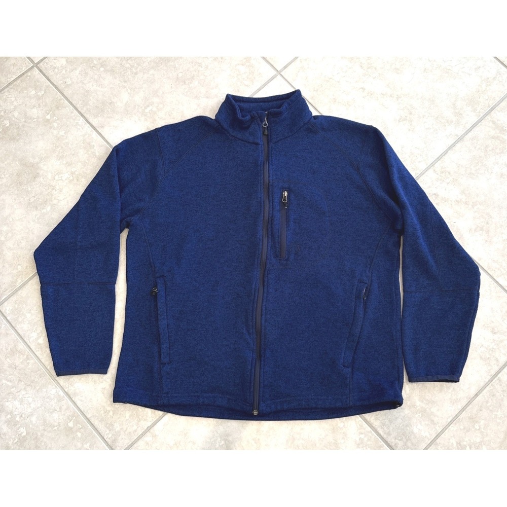 Avalanche Mens XXL Blue Full Zip Sweater Knit Fleece Jacket Outdoor Mock Neck